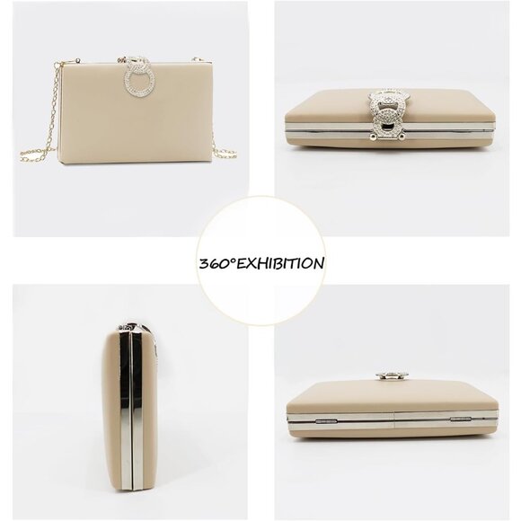 Women's Faux leather inch Girls Handbag Push Lock Clutch Purses Polyester Bags - Picture 4 of 6